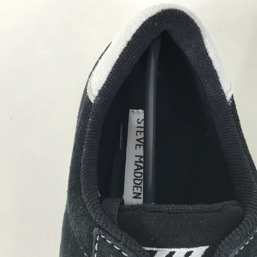 NEW Steve Madden Jockk Black Suede Sneakers Women's Size 10 Leather Lace Up - Picture 4 of 13